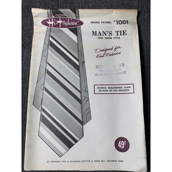 Kwik Sew Mens Tie Sewing Pattern 1001 - uncut - Picture 10 of 10